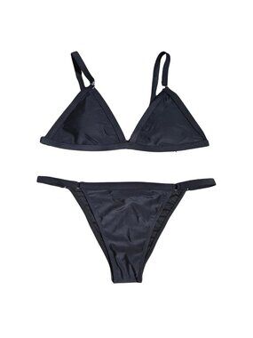 NWOT | Black Triangle Padded Bikini Set High-Cut Thong Bottom XL